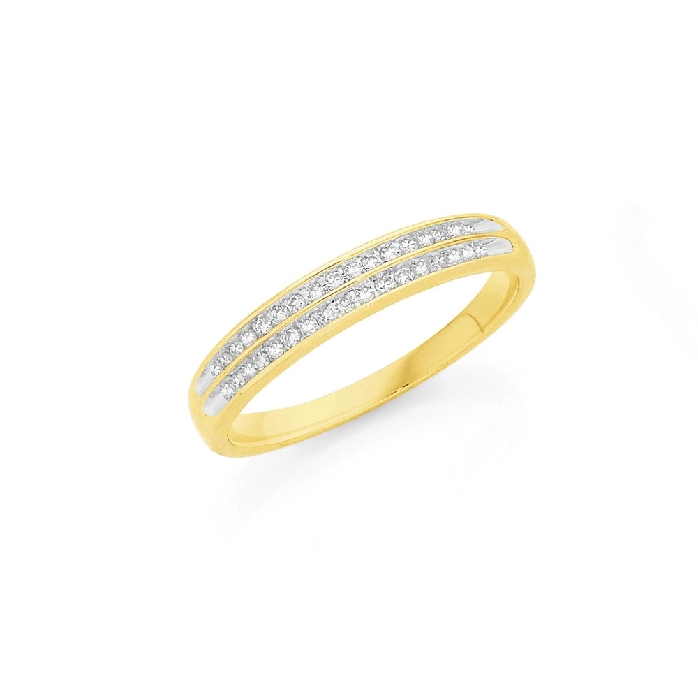 9ct Gold Diamond Double Row Ring