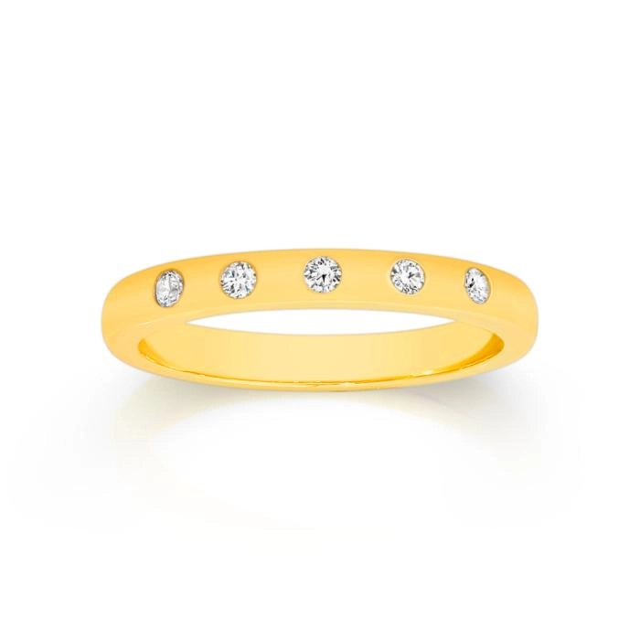 9ct Gold Diamond Hammer Set Band