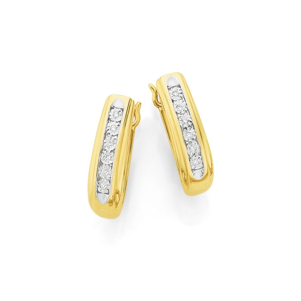 9ct Gold Diamond Hoop Earrings