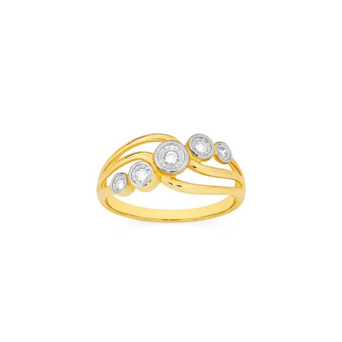 9ct Gold Diamond Open Swirl Dress Ring