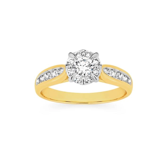 9ct Gold Diamond Round Cluster Ring