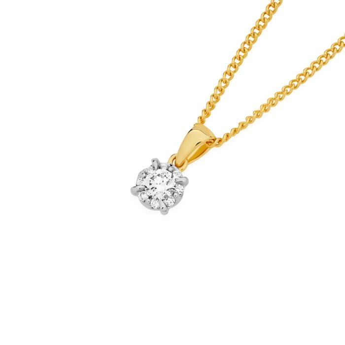 9ct Gold Diamond Small Halo Pendant