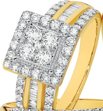 9ct Gold Diamond Square Cluster Ring