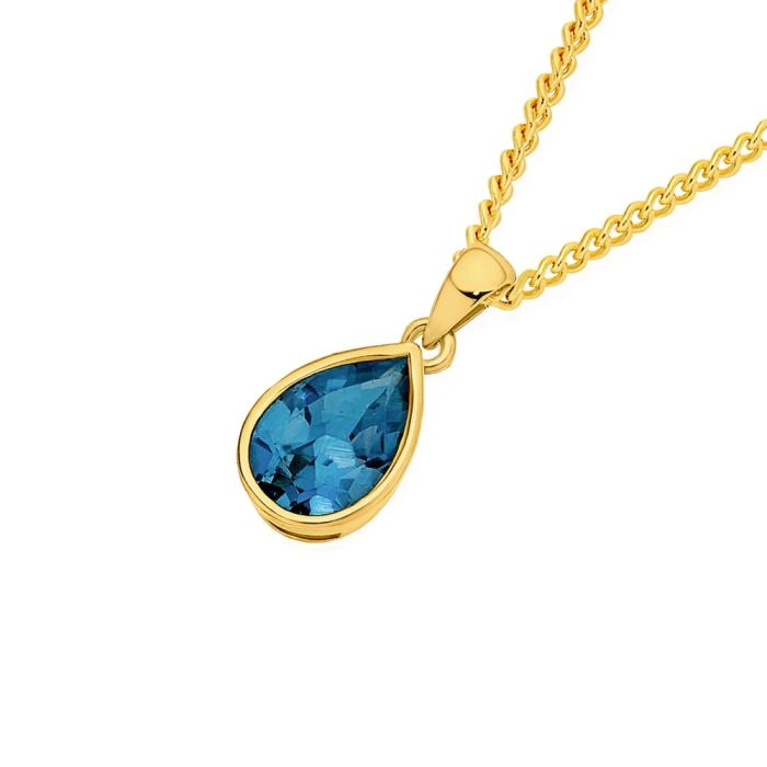 9ct Gold London Blue Topaz Pendant