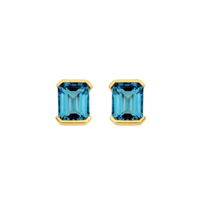 9ct Gold London Blue Topaz Stud Earrings