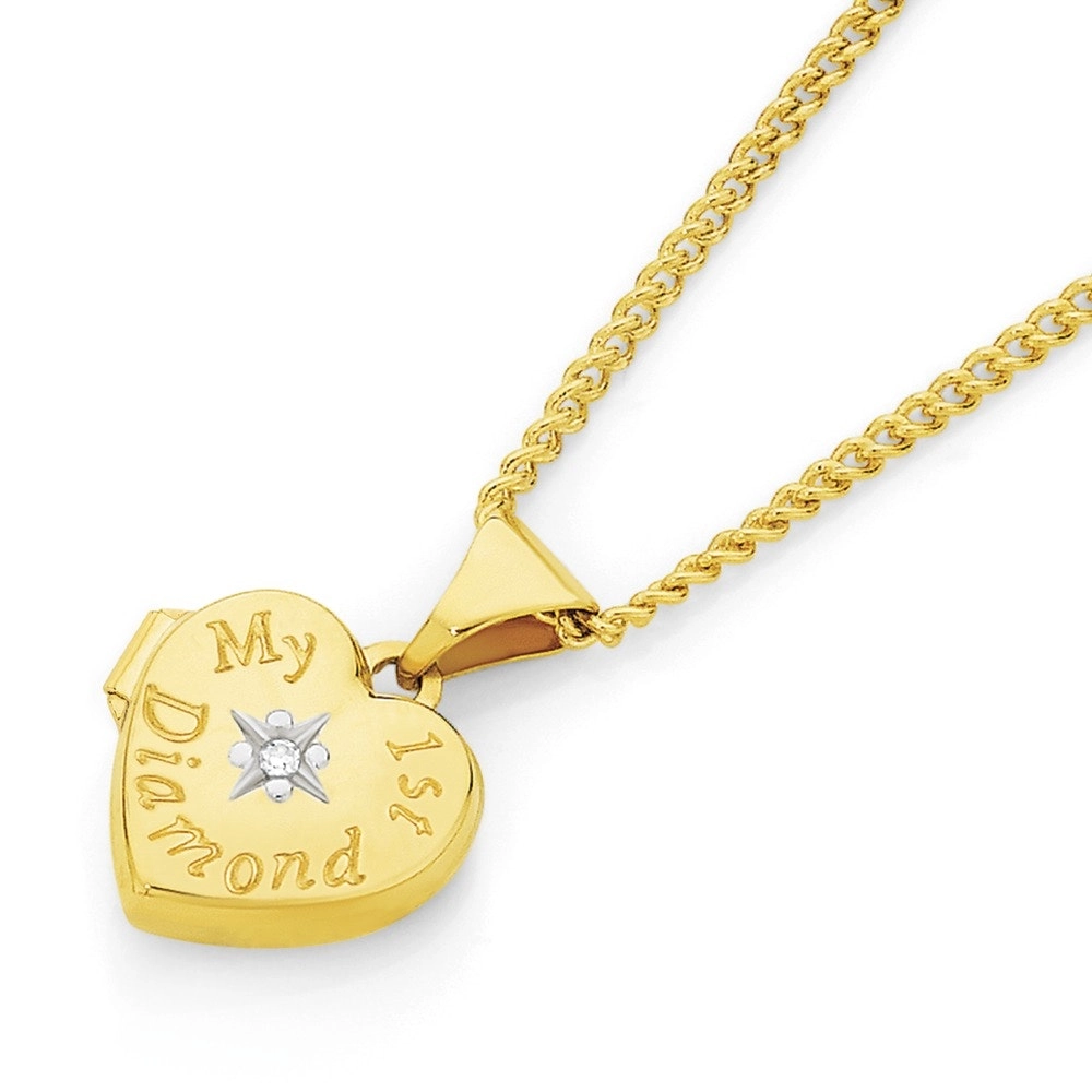 9ct Gold My First Diamond Heart Locket