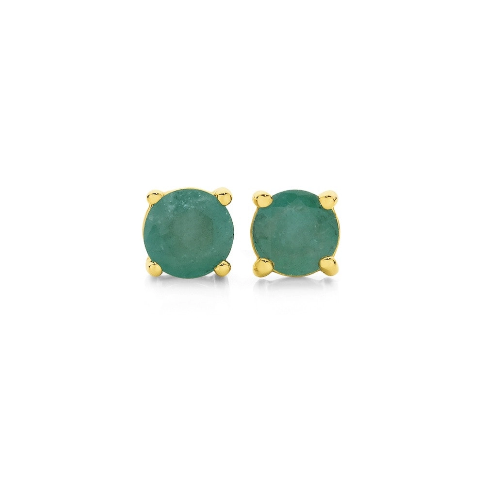 9ct Gold Natural Emerald Stud Earrings