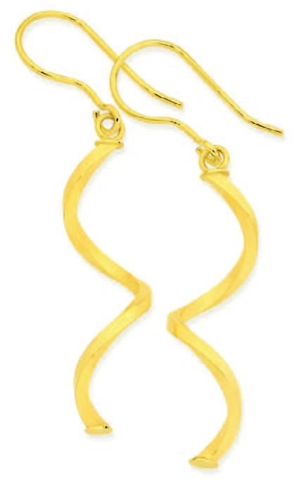 9ct Gold Twist Drop Earrings