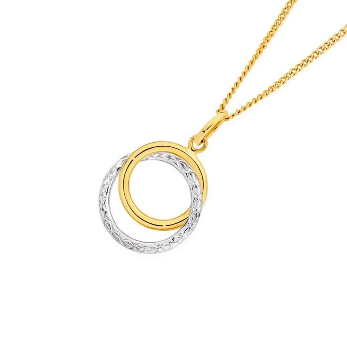 9ct Gold Two Tone Double Circle Pendant