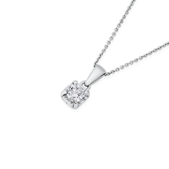 9ct White Gold Diamond Solitaire Pendant