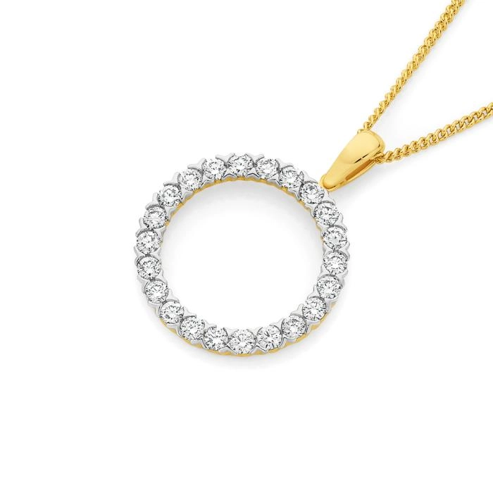 Alora 10ct Gold 1 Carat TW Lab Grown Diamond Circle Pendant