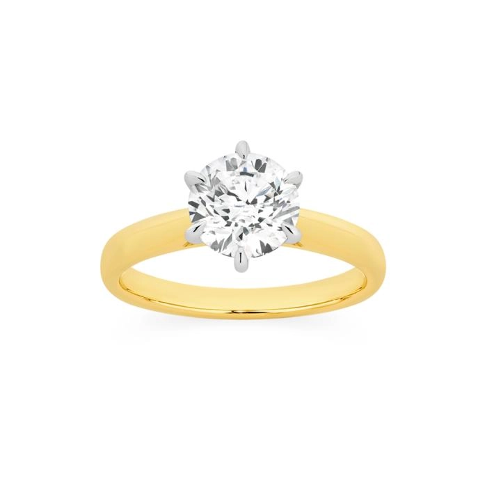 Alora 14ct Gold 2 Carat Lab Grown Solitaire Diamond Ring