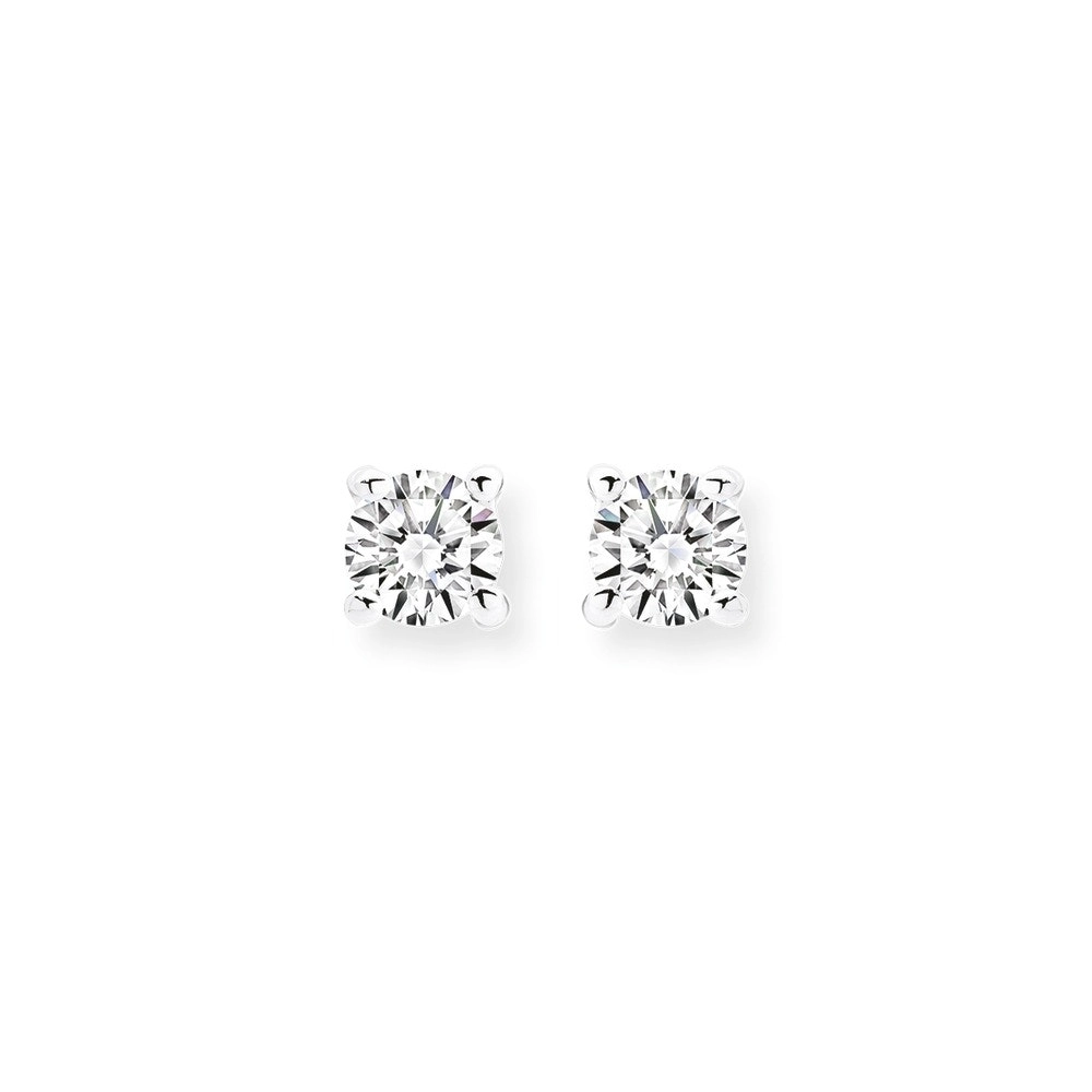 Sterling Silver 4mm Cubic Zirconia 4 Claw Studs