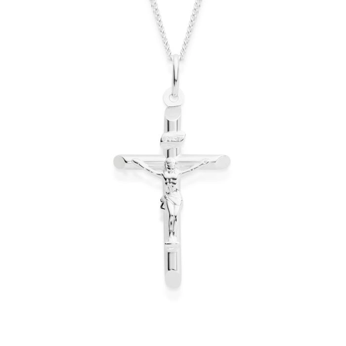 Sterling Silver Bevelled End Crucifix Men's Pendant