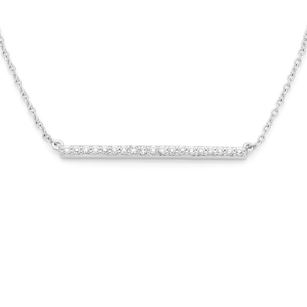 Sterling Silver Cubic Zirconia Bar Necklace