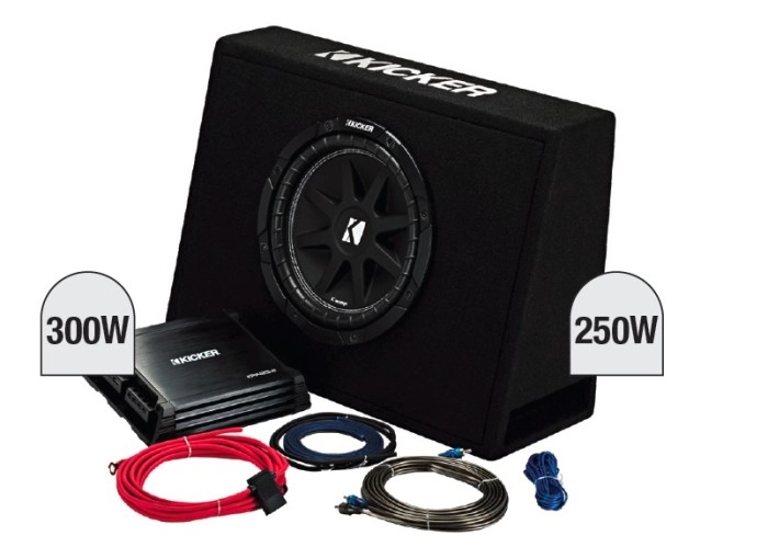 Kicker 10” Subwoofer in Slim Enclosure Plus Amplifier & Wiring Kit