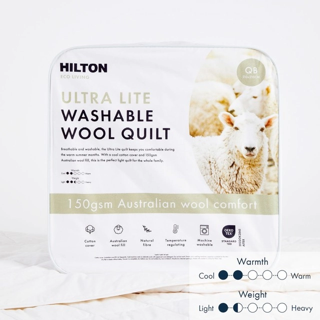 Eco Living Ultra Lite 150gsm Washable Wool Quilt by Hilton