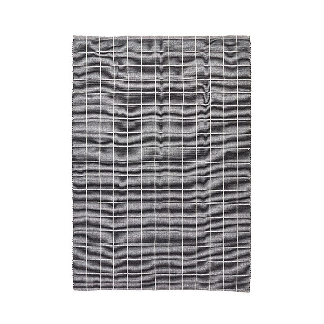 Kora Black Check Medium Floor Rug by Habitat