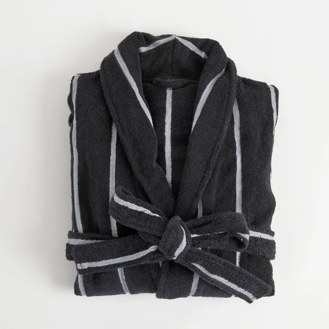 Lucy Terry Towelling Black White Bath Robe by Habitat