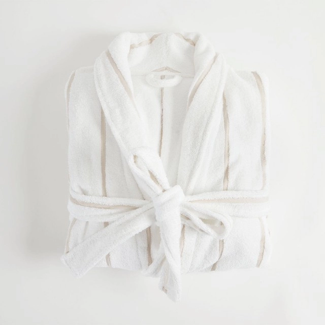 Lucy Terry Towelling White Natural Bath Robe by Habitat