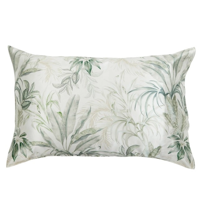 Mulberry Gracie Palm Silk Printed Pillowcase by M.U.S.E.