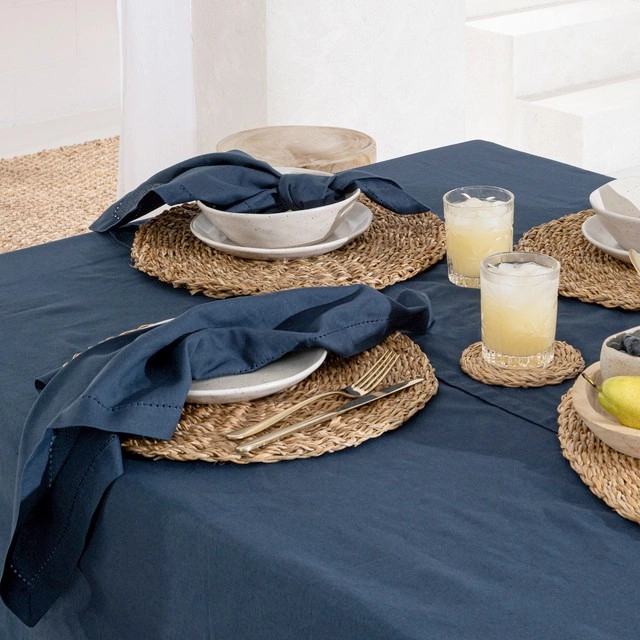 Pelham Navy Cotton Table Linen Range by Habitat