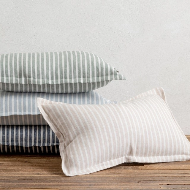 Sahara Linen Striped Oblong Cushion by M.U.S.E.