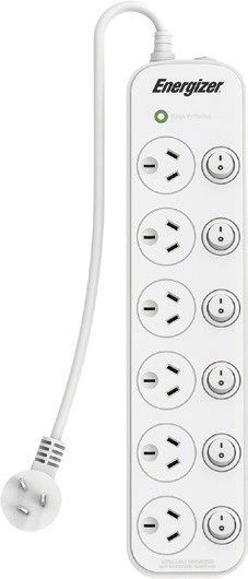 Energizer 6 Outlet Powerboard Surge Protected