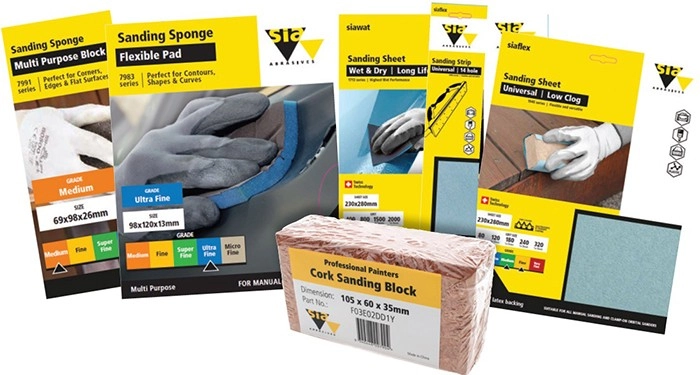 SIA Sandpaper Packs, Sanding Pads, Cork Block