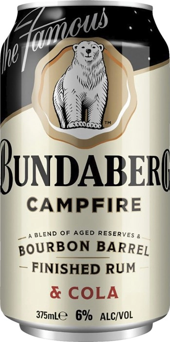 Bundaberg Campfire Bourbon Barrel Finished Rum & Cola 6% 375ml Can