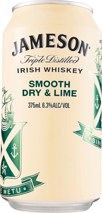 Jameson Irish Whiskey Smooth Dry & Lime 6.3% Cans 375mL 10 Pack