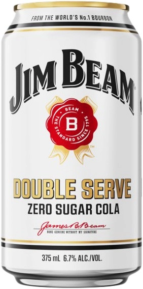 Jim Beam Double Serve Zero Sugar Cola 375mL