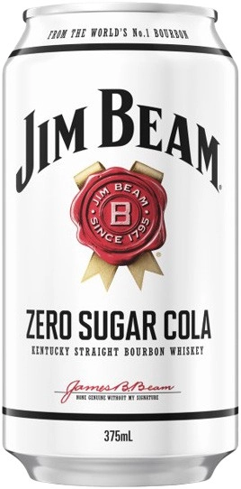 Jim Beam White Label Bourbon & Zero Sugar Cola Cans 10 Pack 375mL