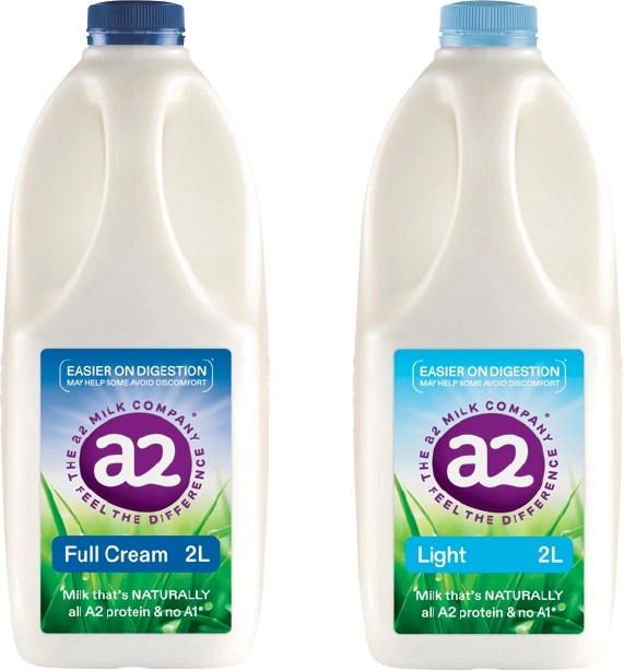 A2 Full Cream or Light Milk 2 Litre