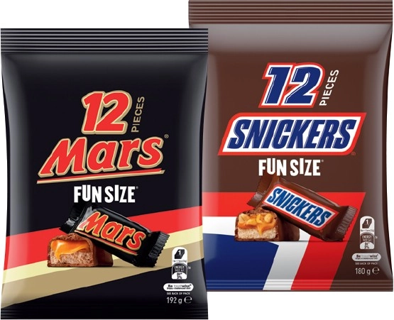 Mars or Snickers Fun Size Pack 180-192g Selected Varieties