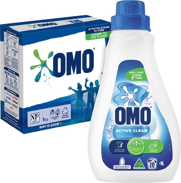 OMO Laundry Liquid 1 Litre or Powder 1kg Selected Varieties