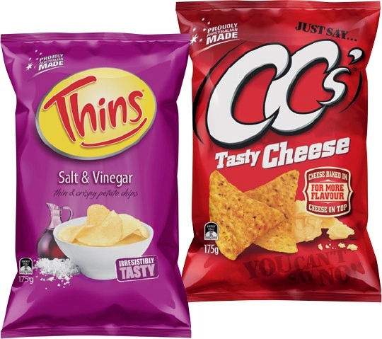 Thins Chips or CC's Corn Chips 150-175g Selected Varieties