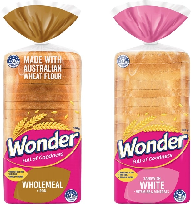 Wonder White or Wholemeal Bread 680-700g Selected Varieties