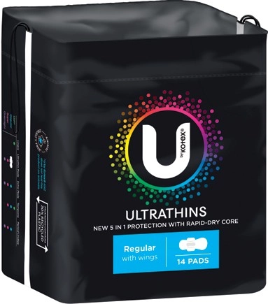 U By Kotex Ultrathins Pads 12-14 Pack Selected Varieties