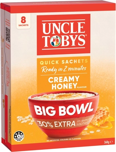 Uncle Tobys Big Bowl or Delicious Blends Rolled Oats Quick Sachets 8 Pack Selected Varieties