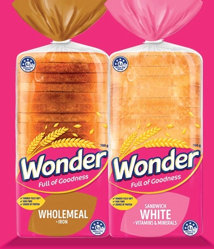 Wonder White or Wholemeal Bread 680-700g Selected Varieties