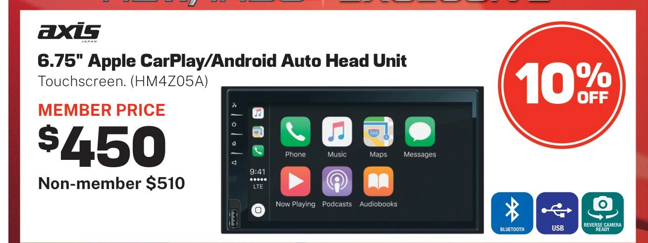 Axis 6.75in Head Unit with Apple Carplay/Android Auto - HM4Z05A