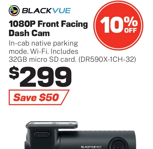 BlackVue 1080P Front Facing Dash Cam 32GB mSD Card