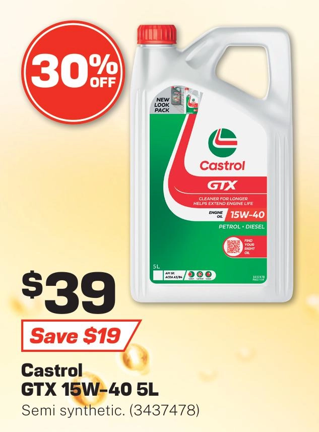 Castrol GTX 15W-40 Engine Oil 5L - 3437478