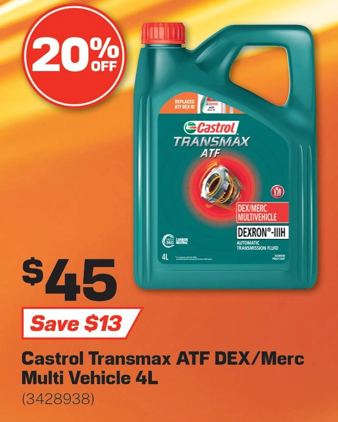 Castrol Transmax ATF Dex/Merc Multi-vehicle Automatic Transmission Fluid 4L - 3428938