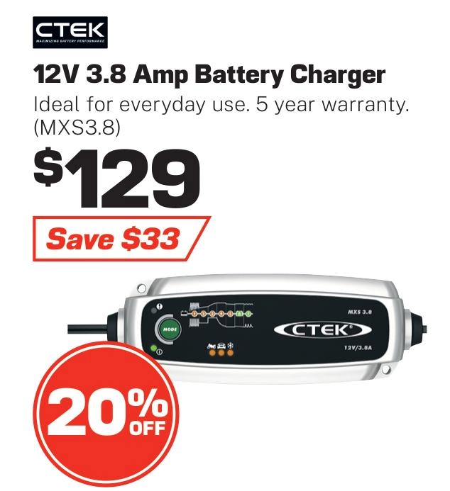 CTEK Battery Charger 12V 3.8Amp - MXS3.8