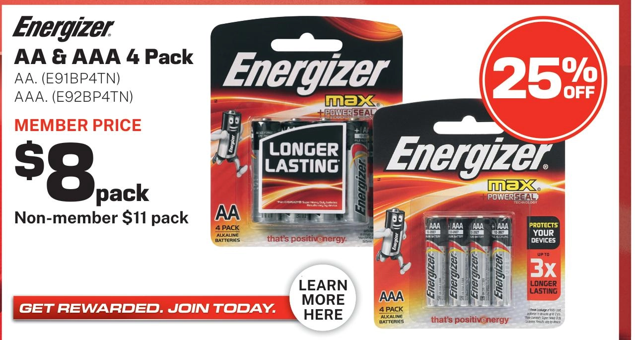 Energizer AA Battery Max 4Pk - E91BP4TN