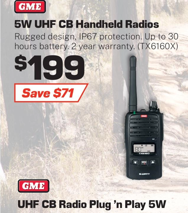 GME 5/1 Watt Handheld UHF Radio IP67 - TX6160X