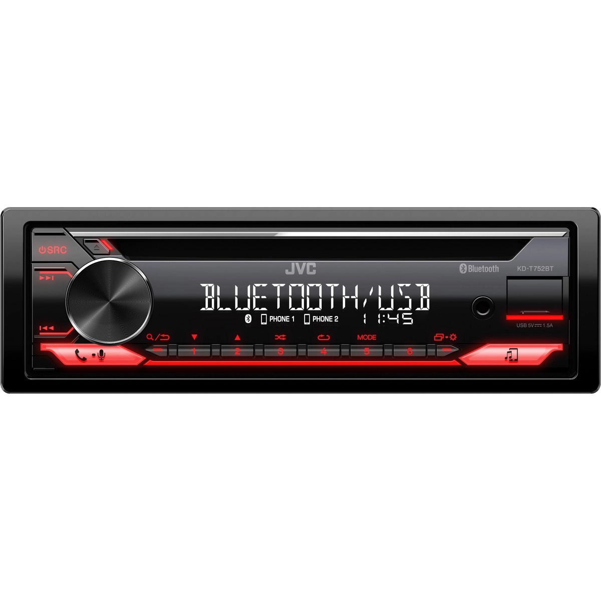 JVC Head Unit with Bluetooth/USB/CD - KD-T752BT