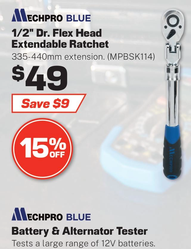 Mechpro Blue 1/2in Drive Extendable Head Ratchet - MPBSK114